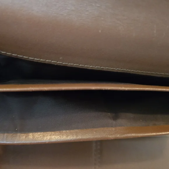 Vintage Coach Brown Leather Canvas Trifold Wallet with Snap Closure - Picture 7 of 8